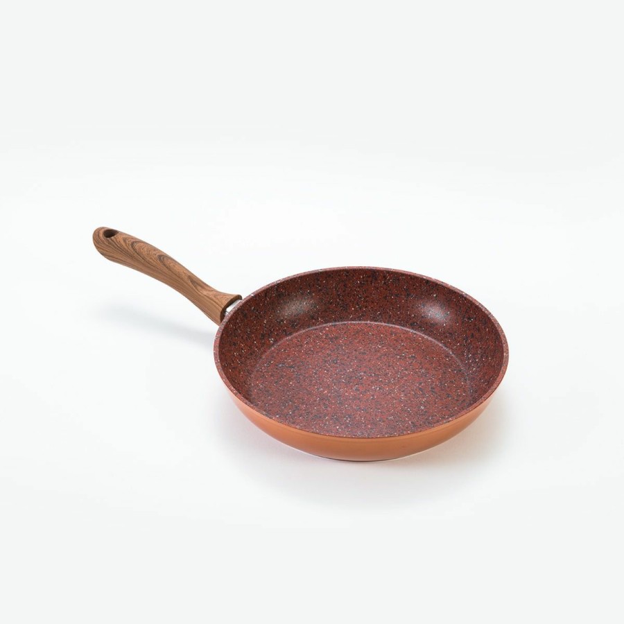 Kitchen JML | Copper Stone Pans Non-Stick & Hard Wearing With Wood Effect Handle - 20Cm