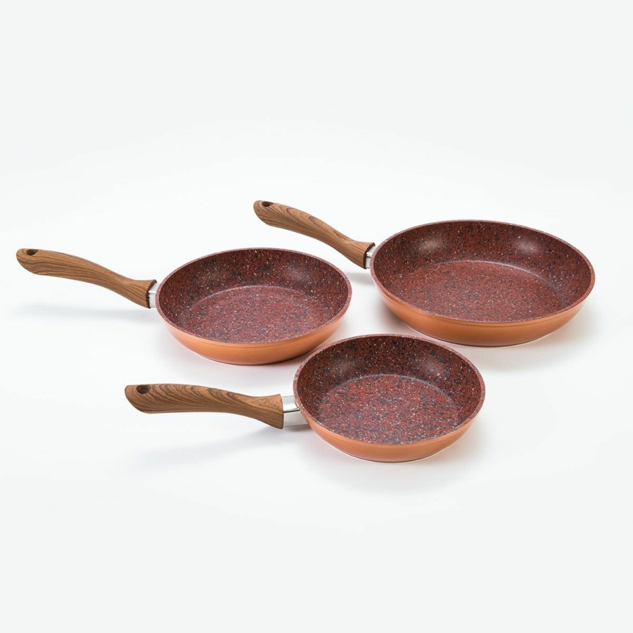 Kitchen JML | Copper Stone Pans: 3 Non-Stick Durable Pans And Lid