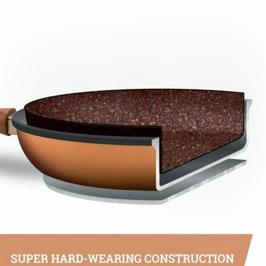 Kitchen JML | Copper Stone Pans: Non-Stick & Hard Wearing With Wood Effect Handle