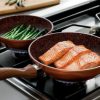 Kitchen JML | Copper Stone Pans Non-Stick & Hard Wearing With Wood Effect Handle - 24Cm