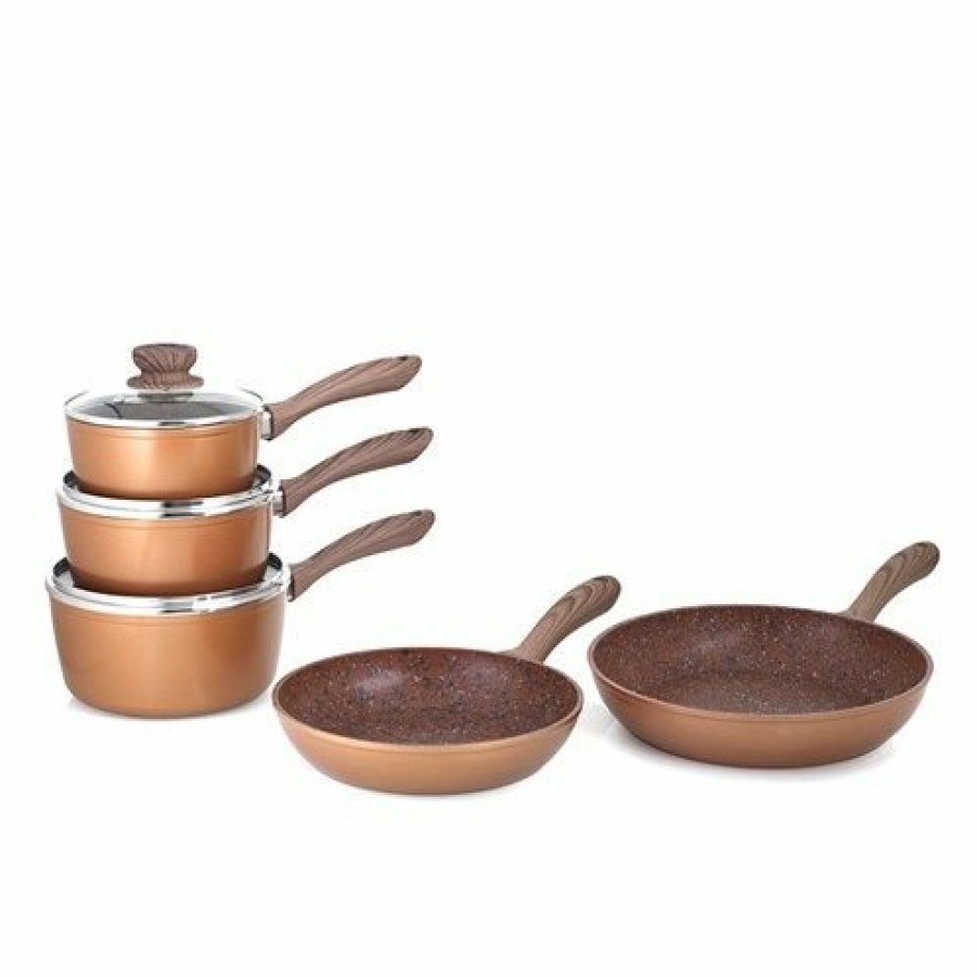 Kitchen JML | Copper Stone Pans, 3 Non-Stick Durable Sauce Pans With Matching Lids